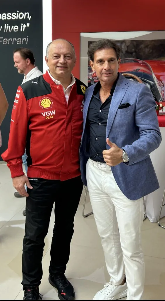 Mr. Frédéric Vasseur Boss of Ferrari F1 and Eric Poirier Boss of For Super Rich ltd ForSuperRich.com Ferrari F1 event Ferrari Budapest, July 21, 2023