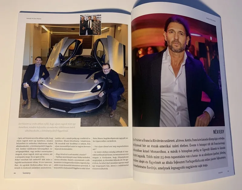 Eric Poirier with CEO PIninfarina Automobili in Monaco ForSuperRich.com .First Interview September 2020 for the N1 Luxury magazine in Hungary Luxury-Magazin.hu