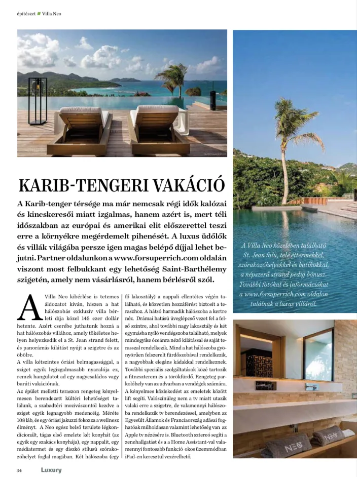 February 2021 - Publication ForSuperRich.com "Rental Villa NEO" with our partner media Luxury Magazin Hungary