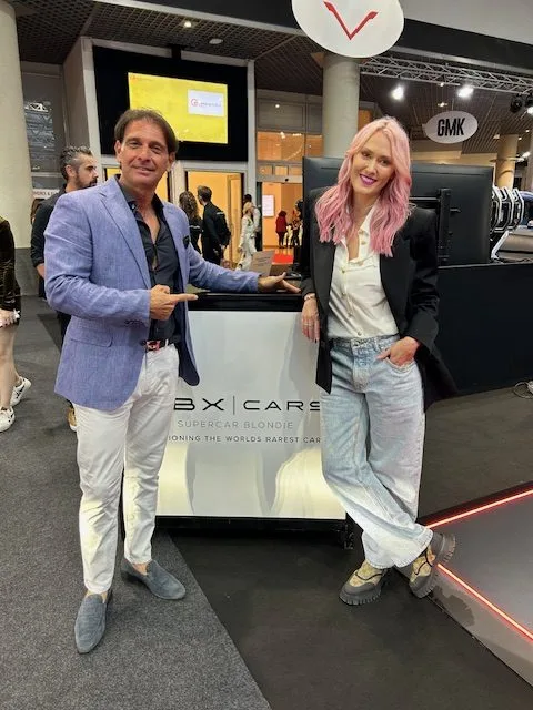 Eric Poirier Owner & Founder of ForSuperRich.com with SUPERCAR Blondie at Top Marques Monaco 2024