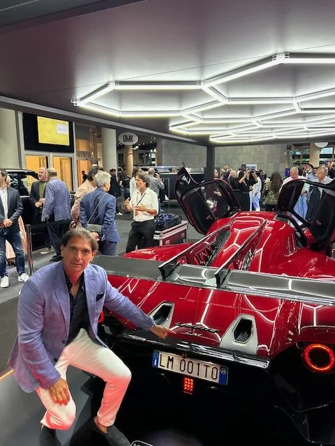 Eric Poirier Owner & Founder of ForSuperRich.com with the Laffite Automobile LM1 Supercar at Top Marques Monaco 2024