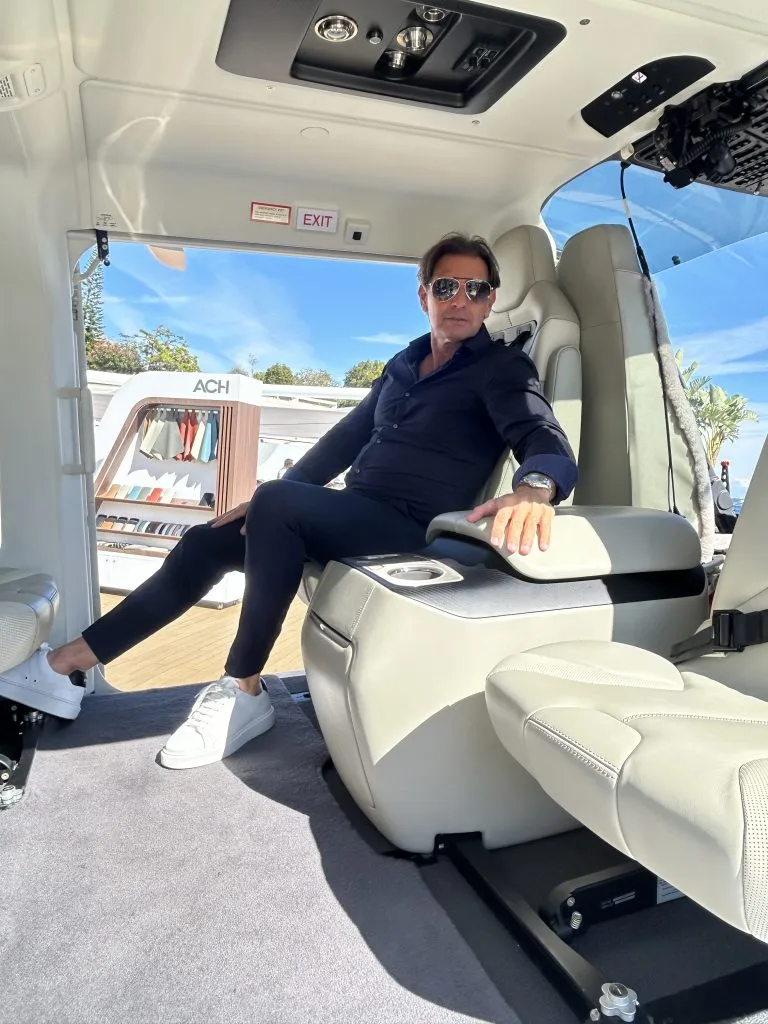 Eric POIRIER Owner &amp; Founder of ForSuperRich.com inside Airbus Corporate Helicopters at The Monaco Yacht Club during Monaco Yacht Show 2025