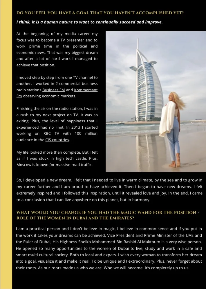 Exclusive Interview with Tatiana Vishnevskaya by Eric Poirier owner & founder of ForSuperRich.com