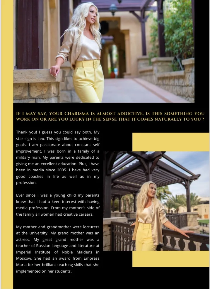 Exclusive Interview with Tatiana Vishnevskaya by Eric Poirier owner & founder of ForSuperRich.com