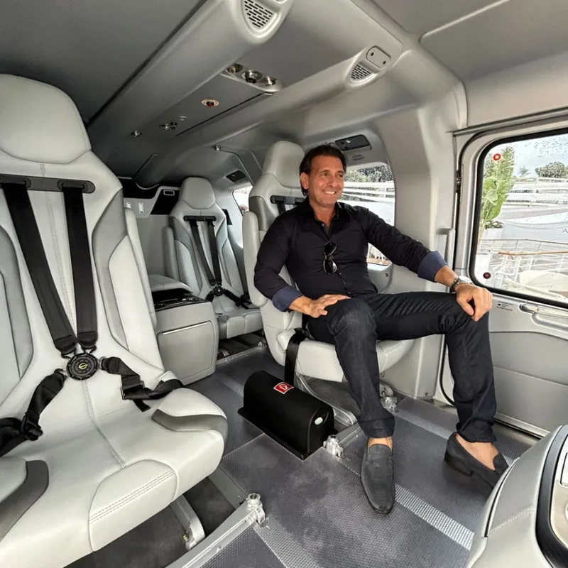 Eric Poirier Owner & Founder of ForSuperRich.com inside AIRBUS HELICOPTER ACH145 during Monaco Yacht Show 2024 MYS2024 