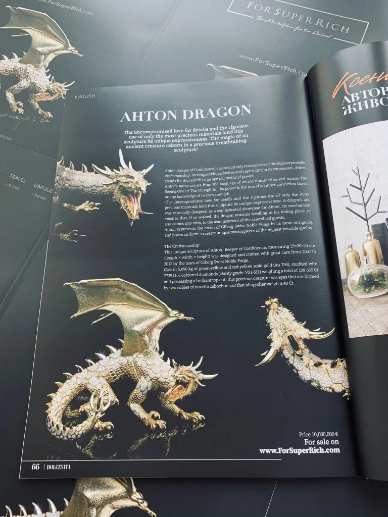 DOLCEVITA Magazine Russia Advertising AHTON Dragon for sale by ForSuperRich.com 