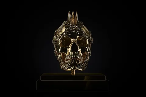 Sculpture Vanity Skull Gold Python  - LeRiche 0 for sale For Super Rich