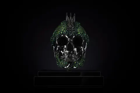 Sculpture Vanity Skull Lime Green Crocodile  - LeRiche USA for sale For Super Rich