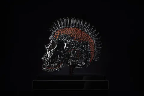 Sculpture Vanity Skull Orange Crocodile - LeRiche