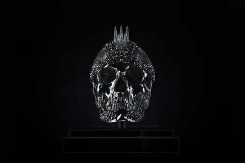 Sculpture Vanity Skull Silver Crocodile - LeRiche 0 for sale For Super Rich