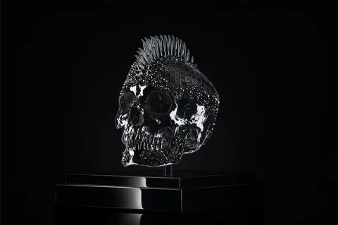 Sculpture Vanity Skull Silver Crocodile - LeRiche
