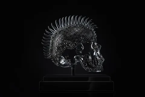 Sculpture Vanity Skull Silver Crocodile - LeRiche USA for sale For Super Rich