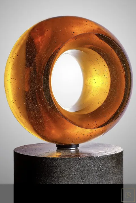 Sculpture Bohemian crystal Epicenter Gold glass - Vlastimil Beránek Unique for sale For Super Rich
