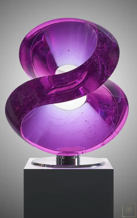 Sculpture Bohemian Crystal glass Aqua Two Chameleon - Vlastimil Beránek