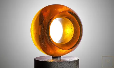 Sculpture Bohemian crystal Epicenter Gold glass - Vlastimil Beránek