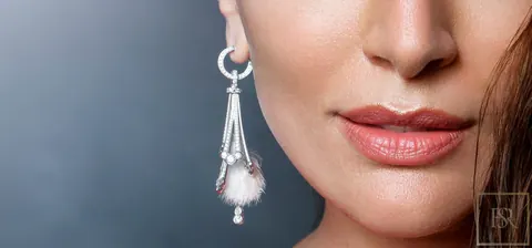 Earrings  FEATHER White Gold diamonds -  Giberg 78,000 for sale For Super Rich