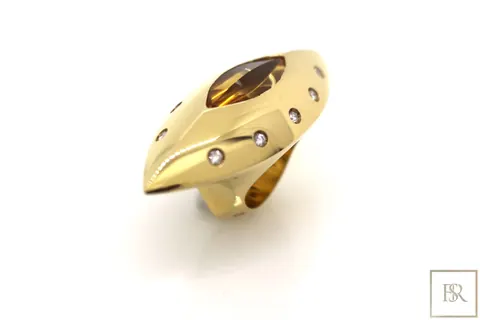 Ring 18ct gold with Citrine and diamonds -  Constantinos Kyriacou