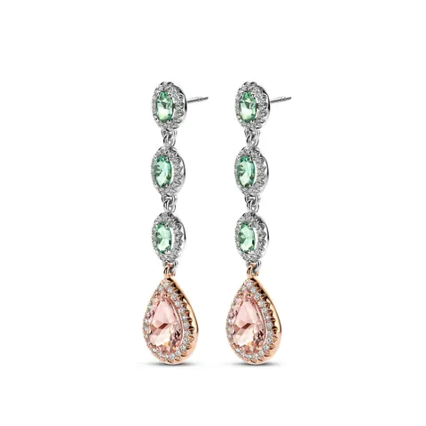 Earrings One-of-a-kind N°117 – Radiant Contrast Green Beryl & Morganite with Diamond Sparkle -  Celine Roelens 21,590 for sale For Super Rich