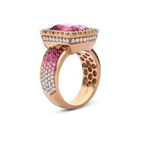 Ring One-of-a-kind N°206 Blush Radiance - Bicolor Tourmaline with Diamond & Sapphire Glow - Celine Roelens 28,863 for sale For Super Rich Ring One-of-a-kind N°206 Blush Radiance - Bicolor Tourmaline with Diamond & Sapphire Glow - Celine Roelens 28,863 for sale For Super Rich
