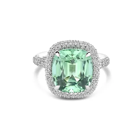 Ring One-of-a-kind  N°204 Exceptional Mint Tourmaline Statement – 18 kt Palladium White Gold -  Celine Roelens