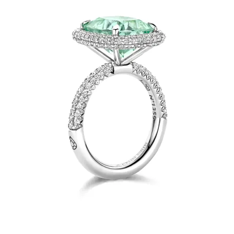 Ring One-of-a-kind  N°204 Exceptional Mint Tourmaline Statement – 18 kt Palladium White Gold -  Celine Roelens 31,363 for sale For Super Rich