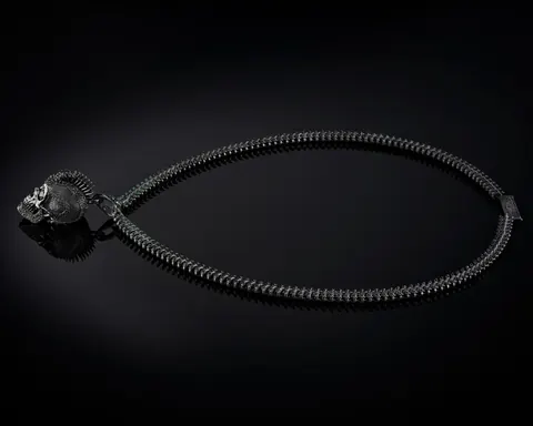 Necklace Vanity Skull pendant with spine link -  LeRiche Unique for sale For Super Rich