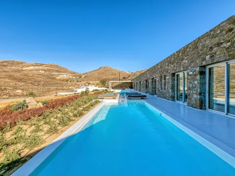Architectural Villa Panoramic View, sea and nature views from every angle, 6 bedrooms in Mykonos real estate for sale For Super Rich
