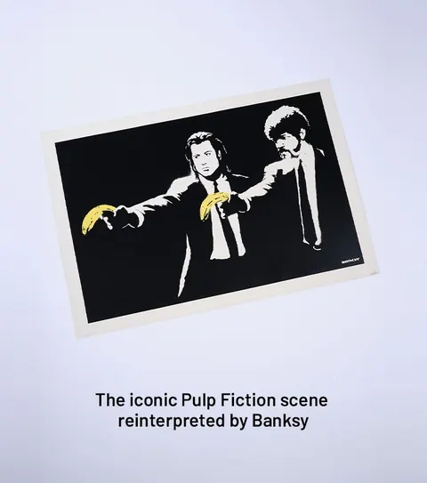 Painting Banksy Pulp Fiction (unsigned, 2004) - Banksy Germany for sale For Super Rich