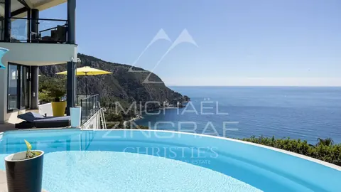 Contemporary Villa overflow swimming pool sea view between Monaco and Saint-Jean Cap Ferrat, 4 bedrooms in Eze vacation rental For Super Rich