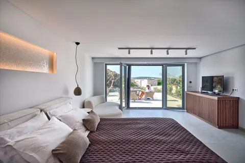 Elegant Villa Beach Front Panoramic sea view of Aegean, 5 bedrooms in Paros price rental For Super Rich