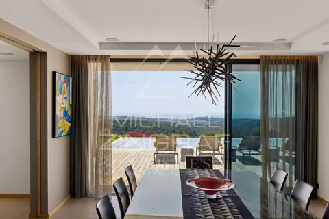 Contemporary Villa  breathtaking sea and hills views 14x4.5m mirror pool, 5 bedrooms in Roquefort Les Pins property rental For Super Rich