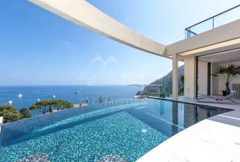 Contemporary Villa overlooking the sea Infinity circle shape Swimming pool, 5 bedrooms in Eze - French Riviera