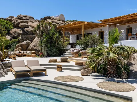 Design Villa Panoramic View over Paraga, Platis Yialos, and Paradise beaches., 5 bedrooms in Mykonos