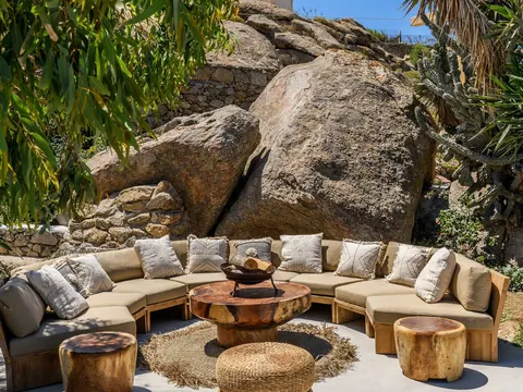Design Villa Panoramic View over Paraga, Platis Yialos, and Paradise beaches., 5 bedrooms in Mykonos luxury for sale For Super Rich