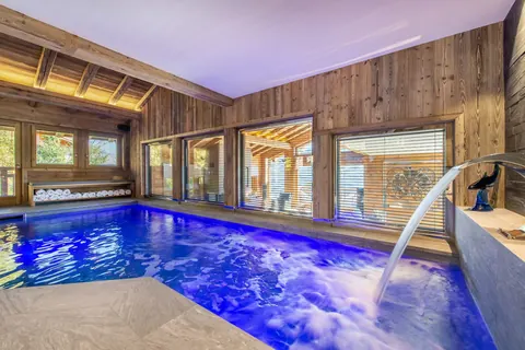 Luxury Chalet indoor swimming pool,  Panoramic mountain view, 6 bedrooms in Megève available for sale For Super Rich