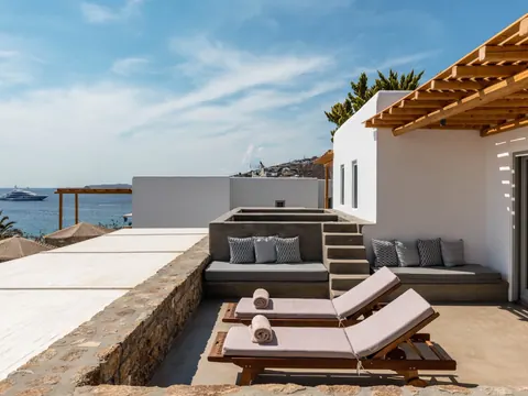 Luxury Villa Sea View, jacuzzi, swimming pool, and a beautifully landscaped garden, 7 bedrooms in Mykonos ultra luxury for sale For Super Rich