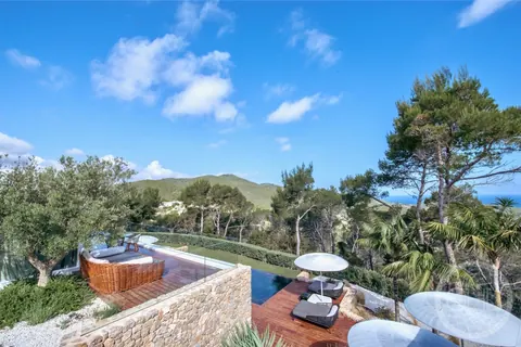 Luxury Villa panoramic sea and sunset views, 6 bedrooms in Sant Joan Ibiza best for sale For Super Rich