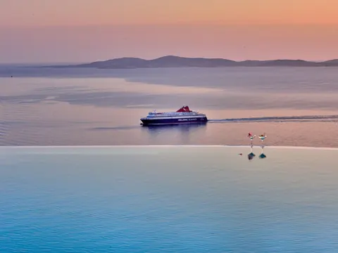 Mykonian style Villa Panoramic View, 800 meters from the Port, 10 bedrooms in Mykonos image for sale For Super Rich