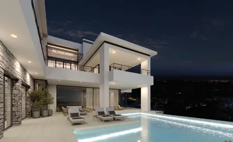 Design Villa top of a hill in the Alcuzcuz Nature Reserve heated infinity pool, 12 bedrooms in Benahavis - Marbella New for sale For Super Rich
