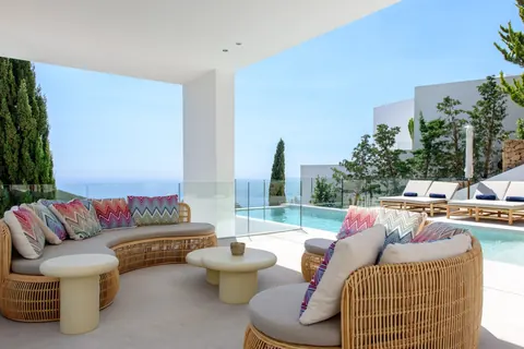 Modern Villa Ocean views minutes from the only golf course, 7 bedrooms in Santa Eulalia - Ibiza price for sale For Super Rich