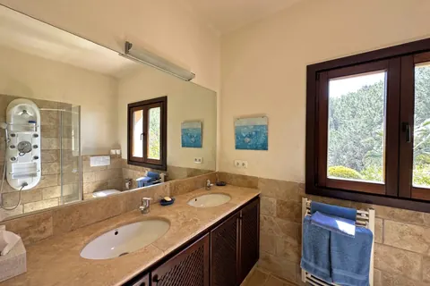 Mediterranean Colonial Villa Panoramic views of the sea & mountain chlorine pool and pond, 7 bedrooms in Santa Eulalia - Ibiza luxury for sale For Super Rich