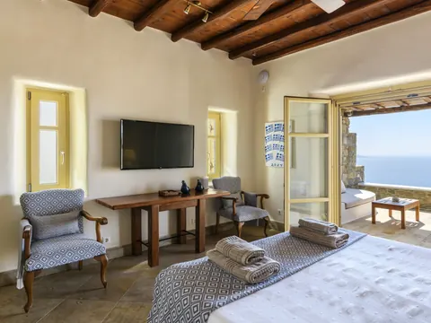 Mykonian style Villa Panoramic View, 800 meters from the Port, 10 bedrooms in Mykonos search for sale For Super Rich