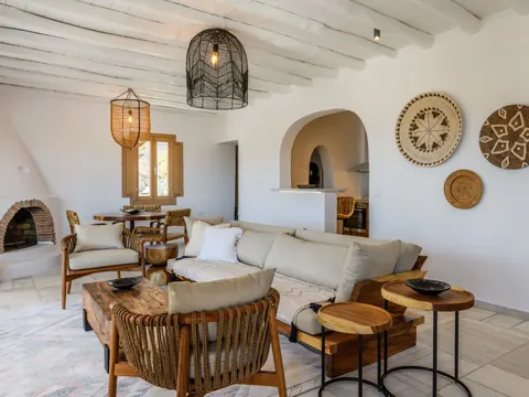 Design Villa Panoramic View over Paraga, Platis Yialos, and Paradise beaches., 5 bedrooms in Mykonos search for sale For Super Rich