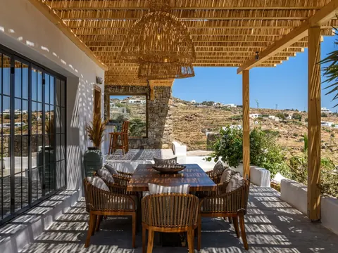 Design Villa Panoramic View over Paraga, Platis Yialos, and Paradise beaches., 5 bedrooms in Mykonos top for sale For Super Rich