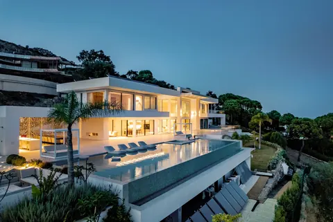 Design Villa Panoramic View Home cinema, wine cellar, gym, 7 bedrooms in Benahavis - Marbella available for sale For Super Rich