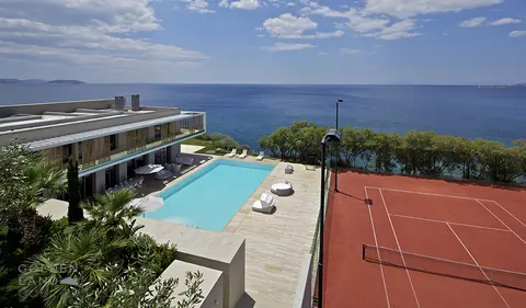 Architectural Villa Private Beach in Agia Marina Sew view & Tennis court, 4 bedrooms in Athens property for sale For Super Rich