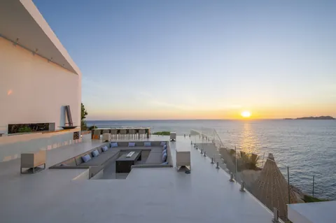 Architectural Villa first line descent to the sea, 6 bedrooms in Cala Tarida - Ibiza search for sale For Super Rich