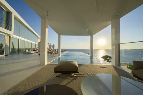 Architectural Villa first line descent to the sea, 6 bedrooms in Cala Tarida - Ibiza photo for sale For Super Rich