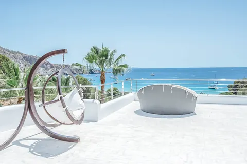 Modern Minimalist Villa Sea View most exclusive Bay on the island, 5 bedrooms in San José - Ibiza available for sale For Super Rich