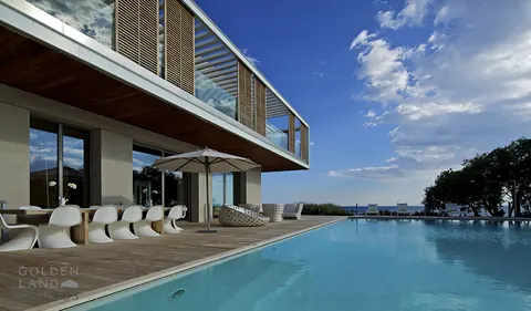 Architectural Villa Private Beach in Agia Marina Sew view & Tennis court, 4 bedrooms in Athens Used for sale For Super Rich